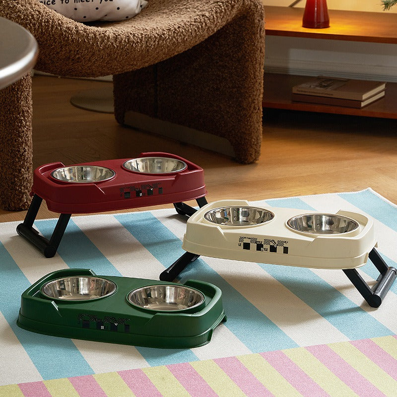 Foldable Elevated Stainless Steel  Detachable & pet bowl