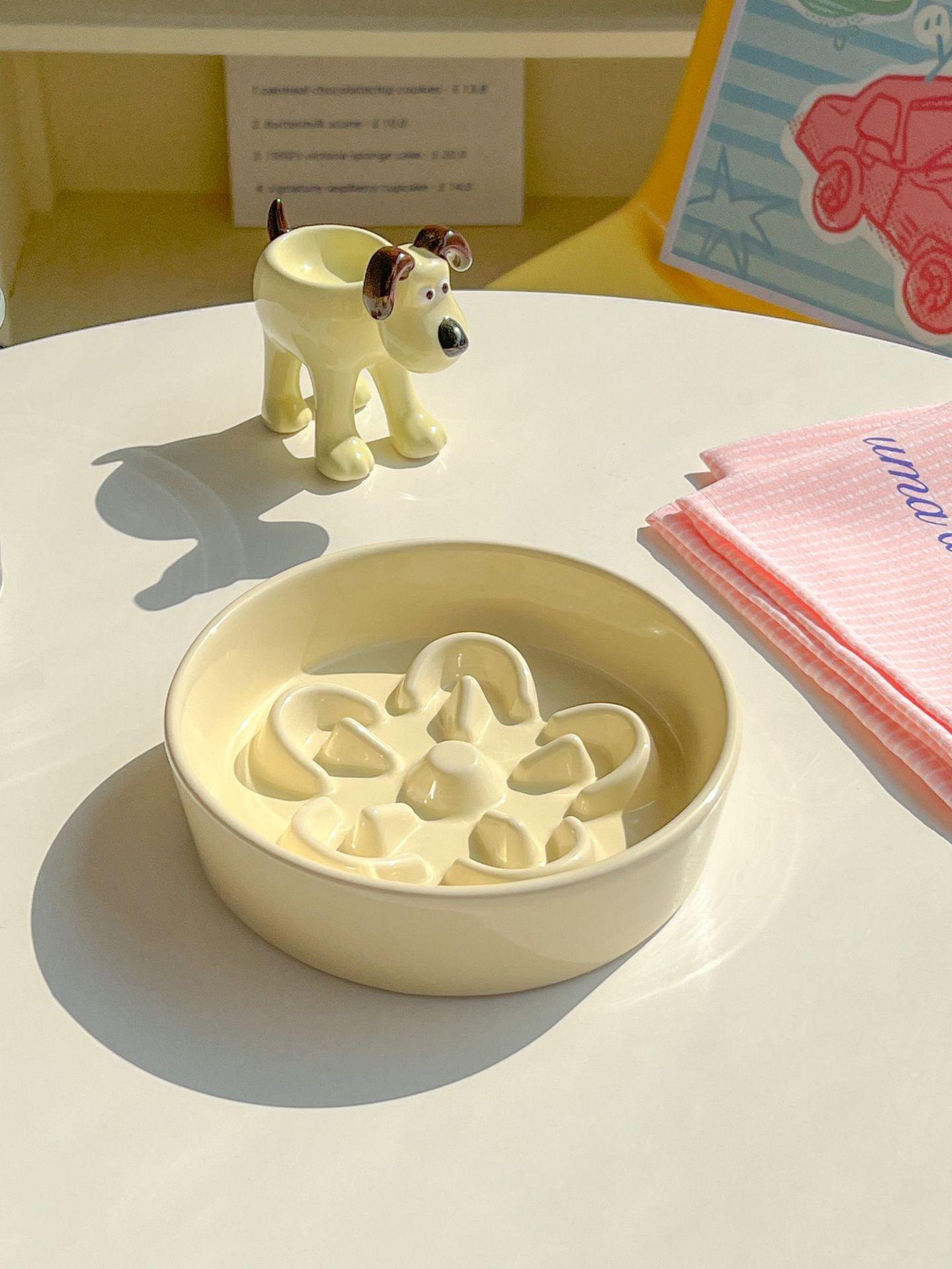 Flower Ceramic Cat Bowl Dog Slow Food Slow Food Anti-choking Dog Food Basin Anti-black Chin Cat Bowl Cat Slow Food Basin - NoKa&AuroraStone