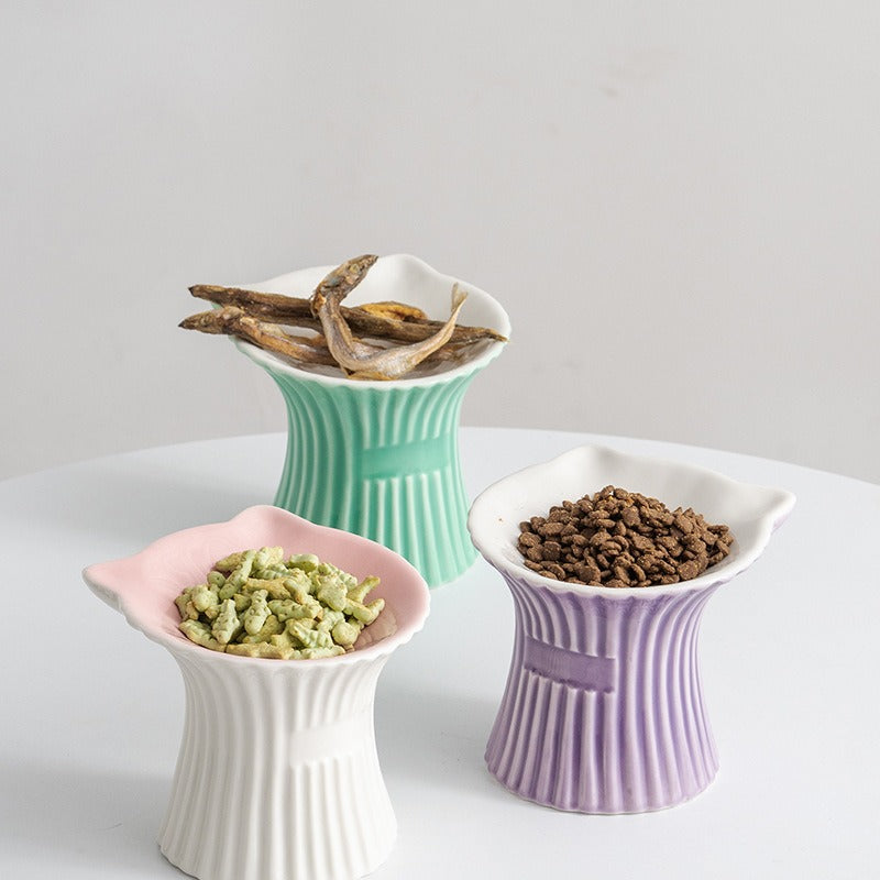 Petal Style Ceramic Cat Bowls and Small Dog Bowls