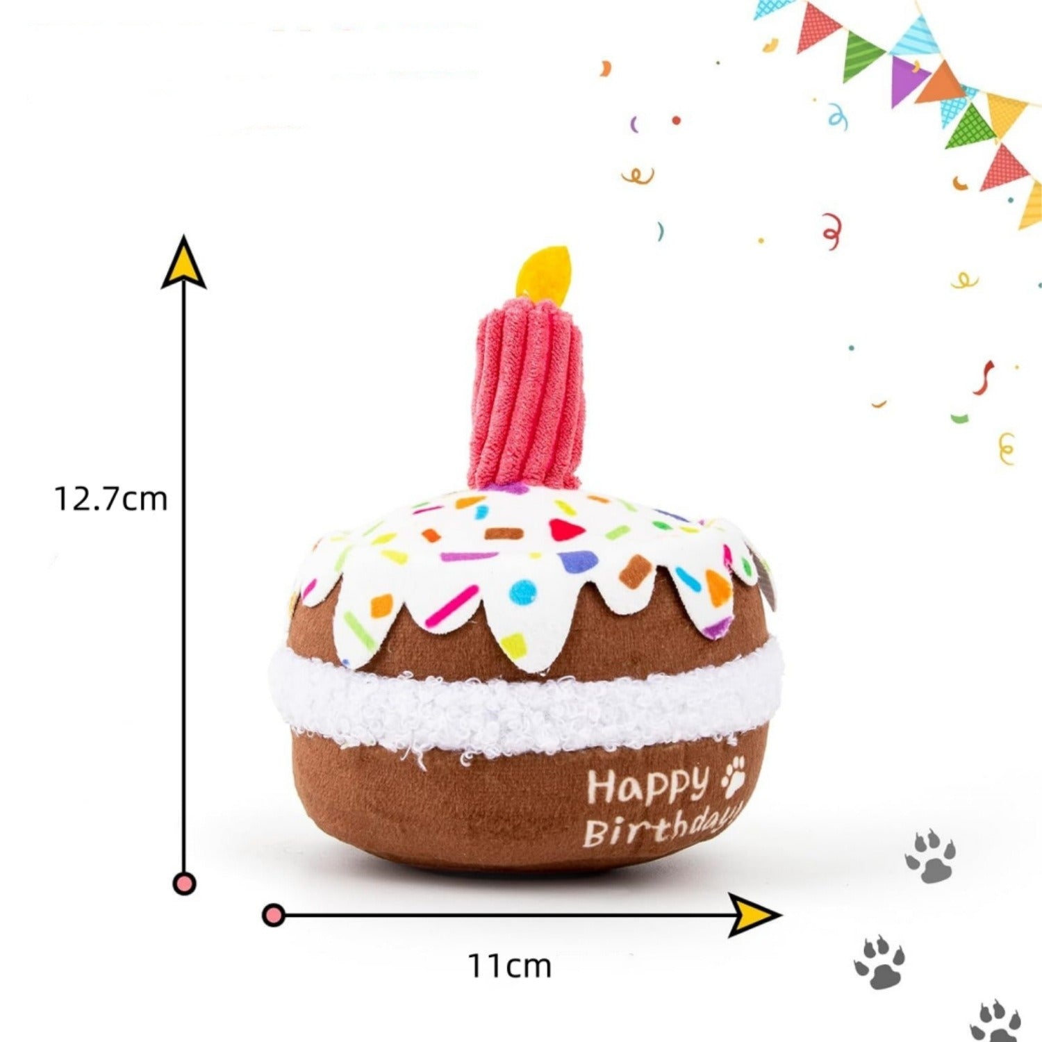 Pet Birthday Cake Squeaky Plush Toy – Durable & Chew-Friendly