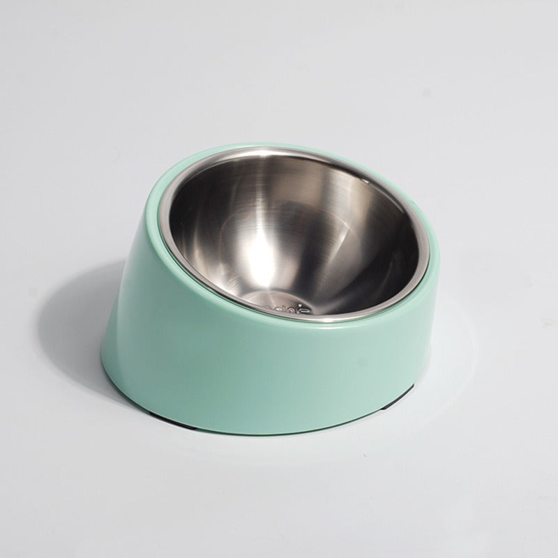 Tilted Stainless Steel Pet Bowl Non-Slip Feeding Dish for Cats & Dogs