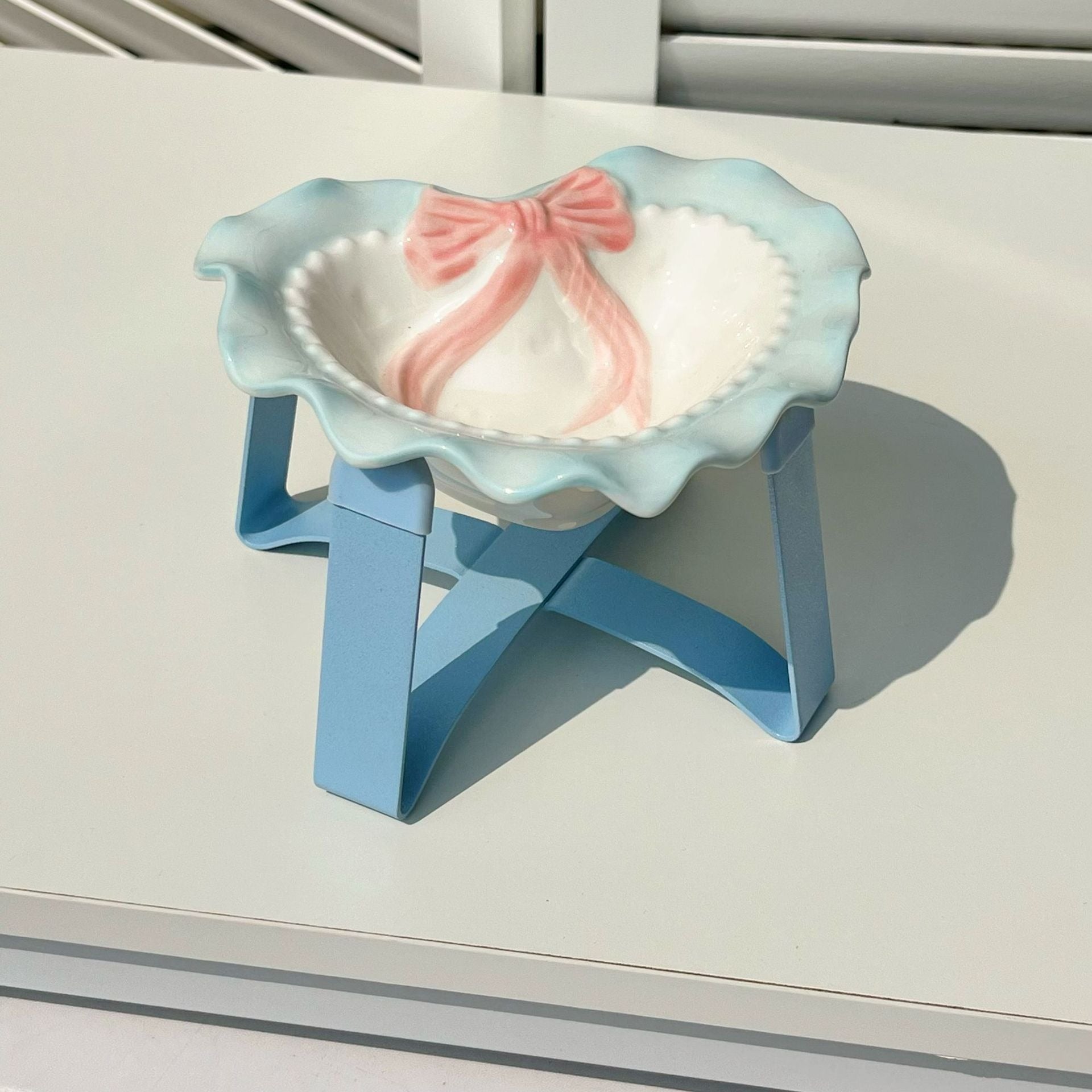Elevated Ceramic Pet Bowl ｜Raised Design for Cats, Small Dogs