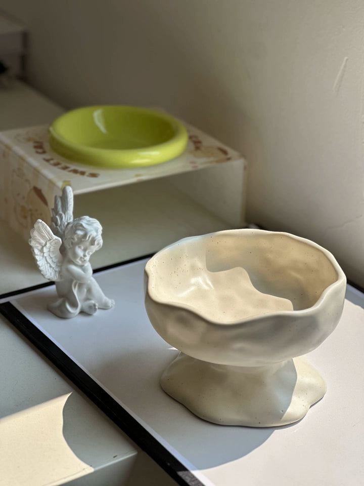 Ink-Style Ceramic Elevated Pet Bowl – Tilted Slow Feeder, Anti-Choke, Suitable for Cats and Dogs