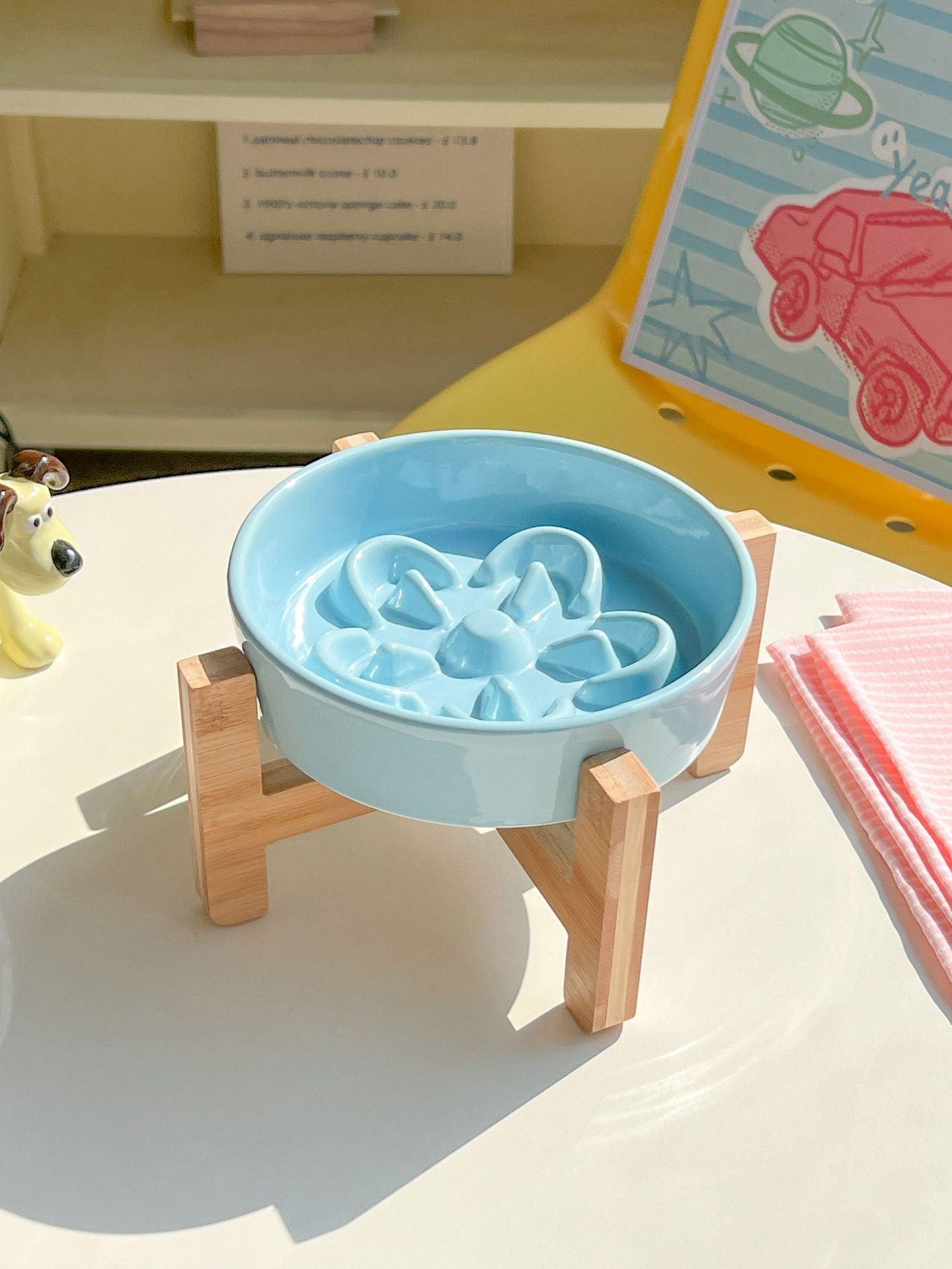 Flower Ceramic Cat Bowl Dog Slow Food Slow Food Anti-choking Dog Food Basin Anti-black Chin Cat Bowl Cat Slow Food Basin - NoKa&AuroraStone