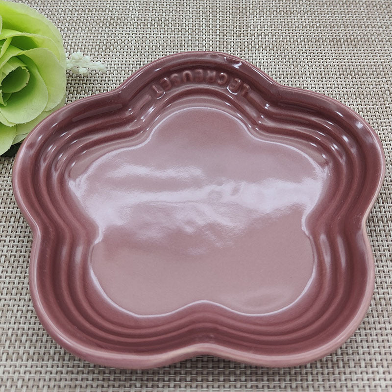 Macaron color gradient pet snack ceramic plate