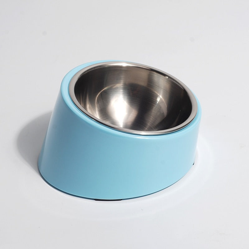 Tilted Stainless Steel Pet Bowl Non-Slip Feeding Dish for Cats & Dogs