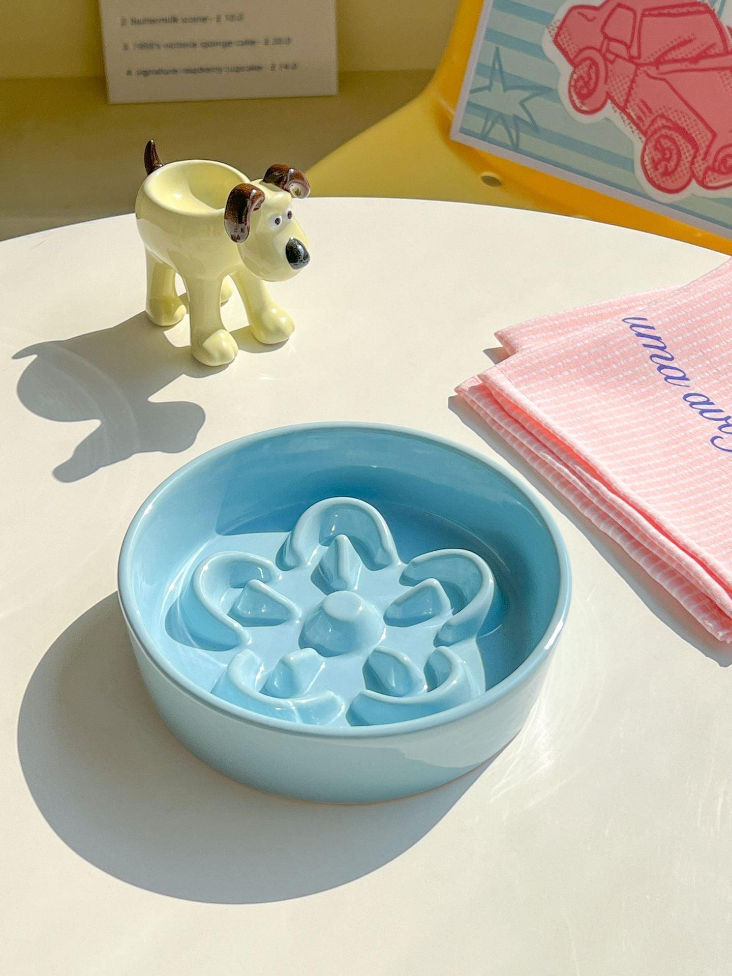 Flower Ceramic Cat Bowl Dog Slow Food Slow Food Anti-choking Dog Food Basin Anti-black Chin Cat Bowl Cat Slow Food Basin - NoKa&AuroraStone