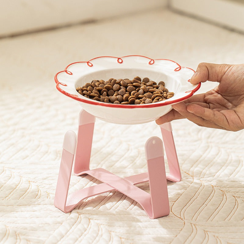 Elevated Ceramic Cat Bowl | Neck-Friendly Raised Design, Easy to Clean & Stable Base