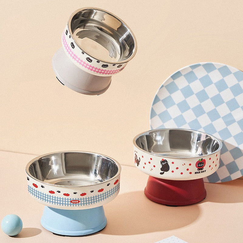 Elevated Stainless Steel Pet Bowl – Neck Relief Feeder for pets