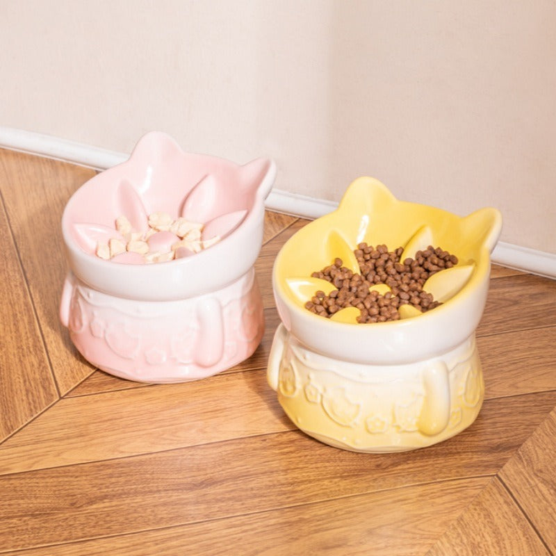 Elevated Ceramic Slow Feeder Bowl cat&small dog｜Anti-Choke Raised Dish