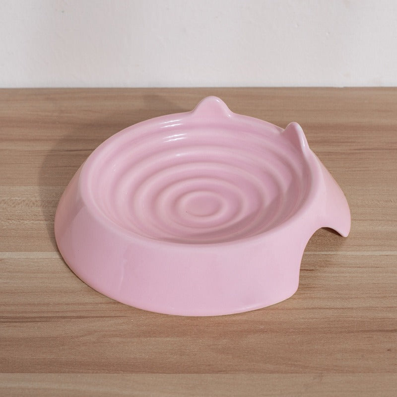 Ceramic Feeding Dish for Small Animals｜Low-Rim Flat Plate for Cats, Small Dogs