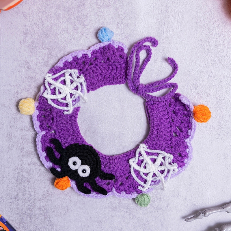 Halloween Pet Knit Collar – Handmade Cozy Neckwear for Cats & Dogs | Holiday Costume Scarf