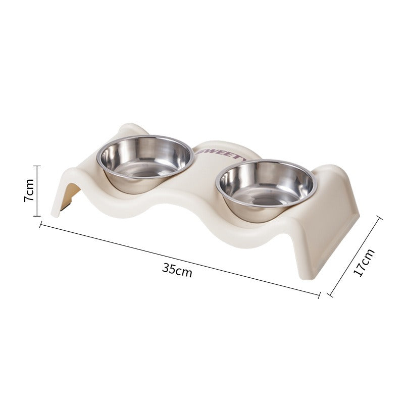 Elevated Double Pet Bowl Set – Raised Stainless Steel Feeder for Dogs and Cats