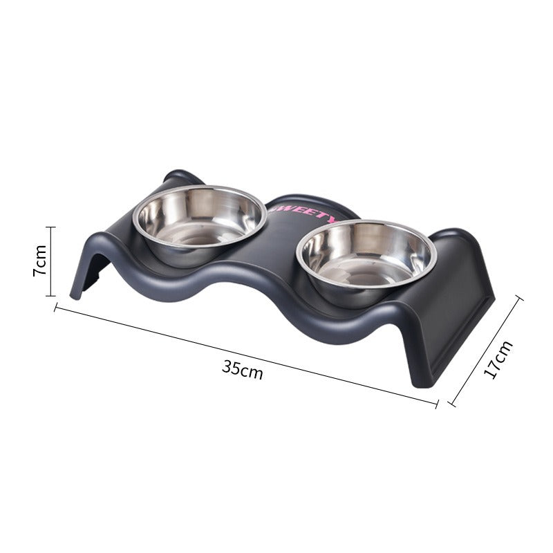 Elevated Double Pet Bowl Set – Raised Stainless Steel Feeder for Dogs and Cats