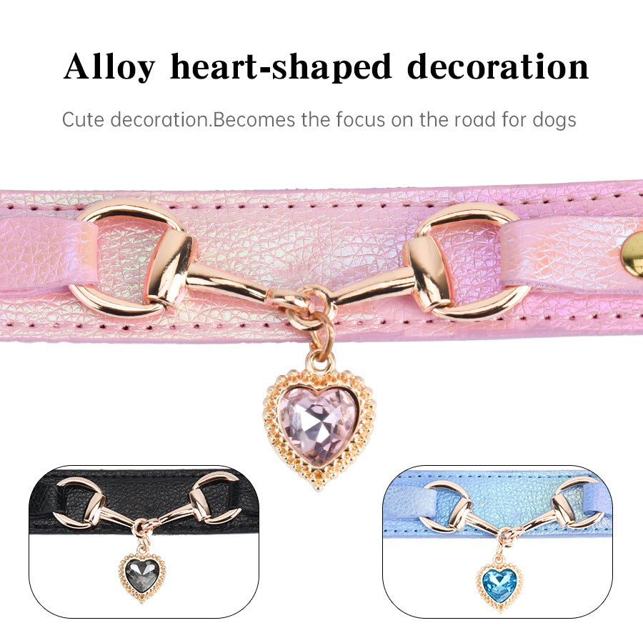 Sparkling Rhinestone Pet Collar – Heart Pendant, Bling Accessory for Small Dogs & Cats