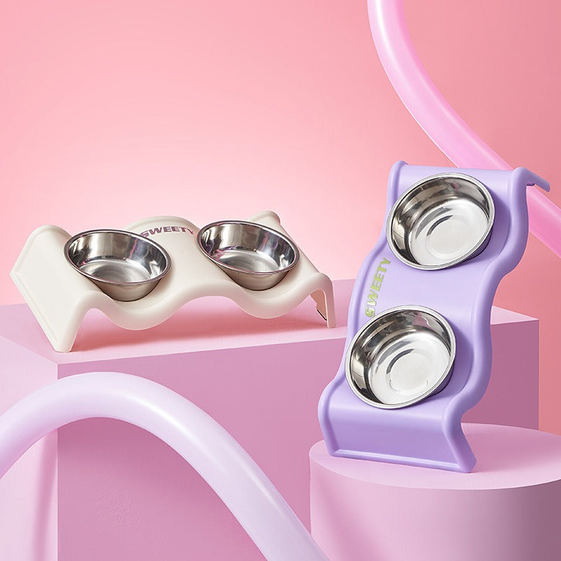 Elevated Double Pet Bowl Set – Raised Stainless Steel Feeder for Dogs and Cats