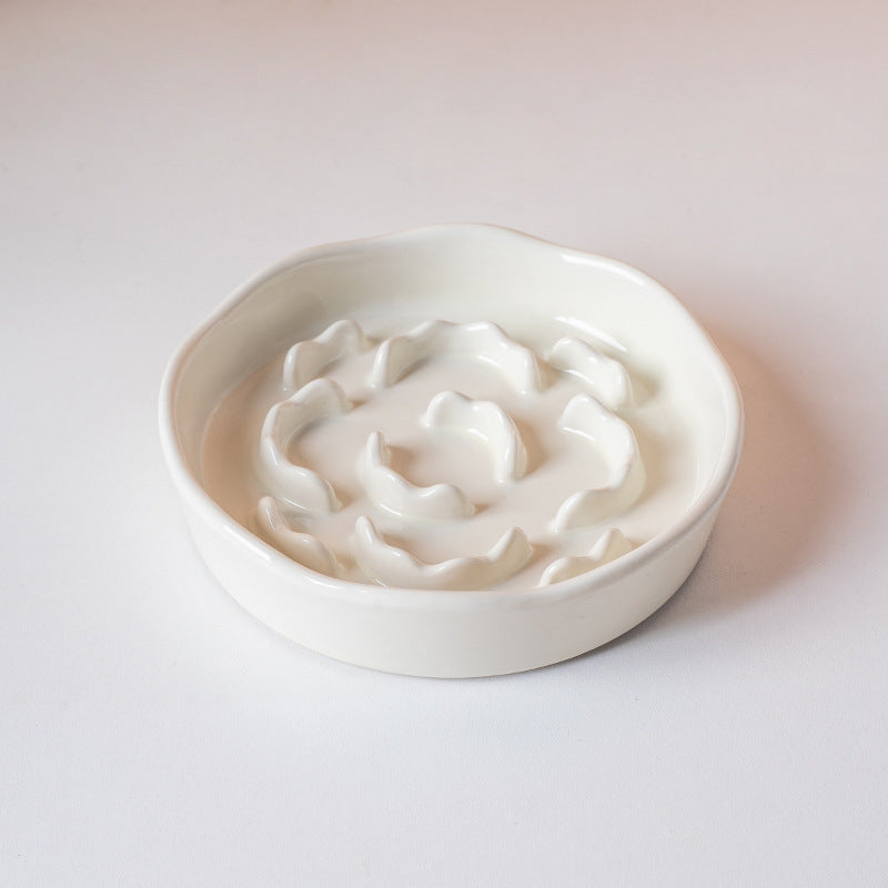 6-Inch Ceramic Slow Feeder Bowl for Cats & Small Dogs