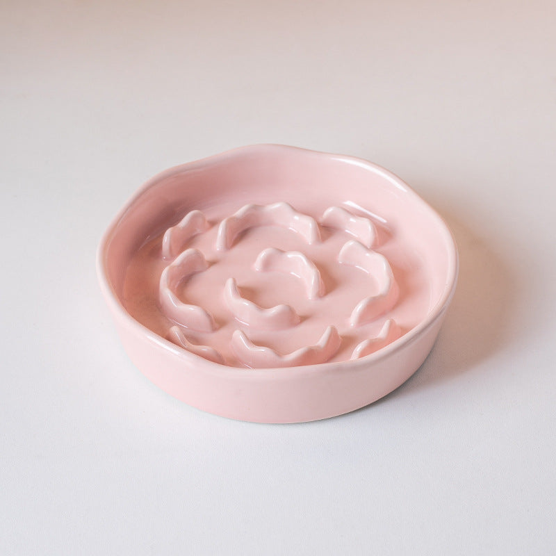 6-Inch Ceramic Slow Feeder Bowl for Cats & Small Dogs