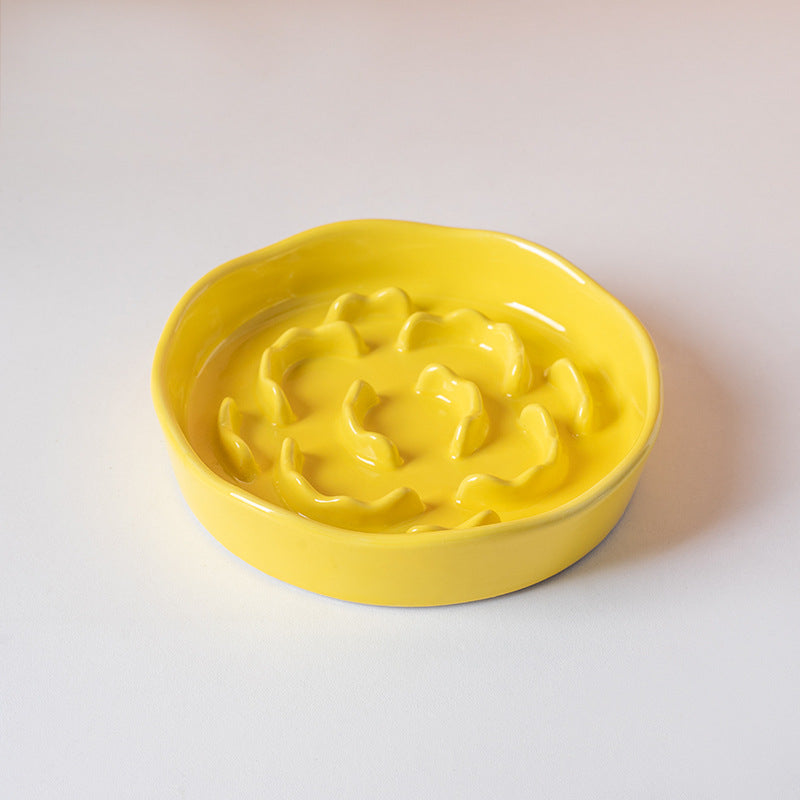 6-Inch Ceramic Slow Feeder Bowl for Cats & Small Dogs