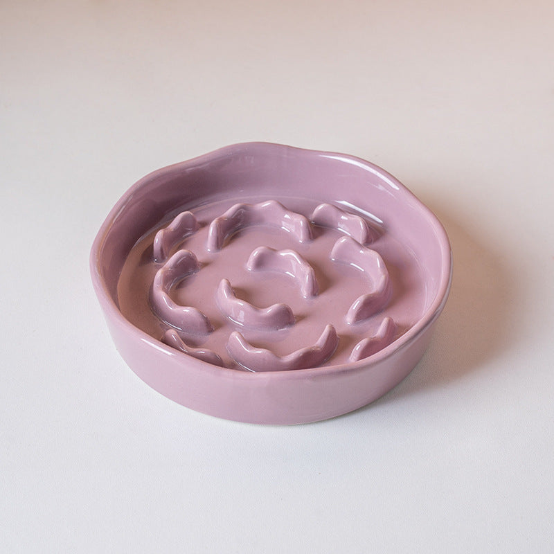6-Inch Ceramic Slow Feeder Bowl for Cats & Small Dogs