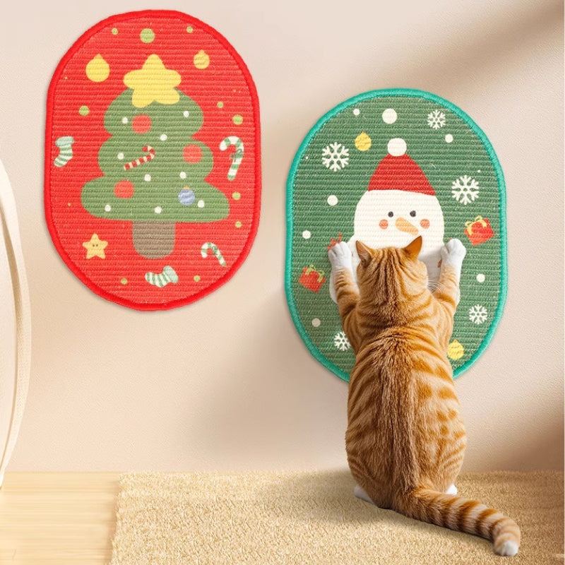 Christmas & Halloween Cat Scratch Board – Wall-Mounted Sisal Tree & Pumpkin Design