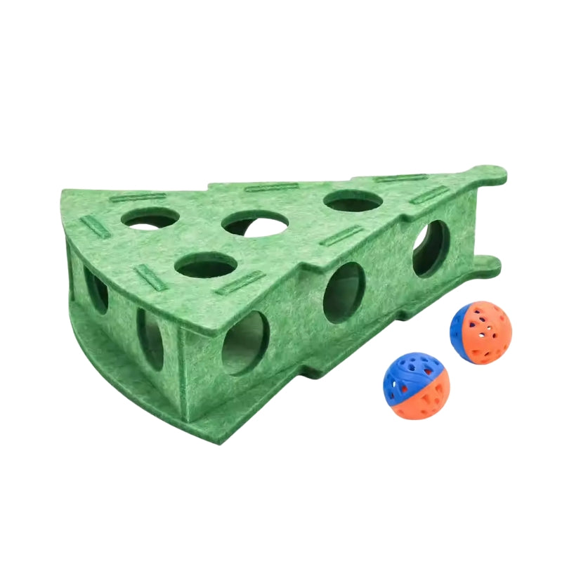 Christmas Tree Foraging Toy Box – Thick Felt Puzzle Play Box for Cats & Small Dogs