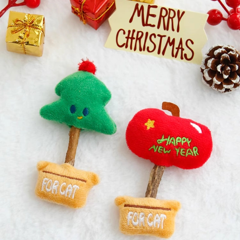 Christmas Matatabi Cat Toy – Catnip Silvervine Chew Toy for Dental Cleaning & Self-Play