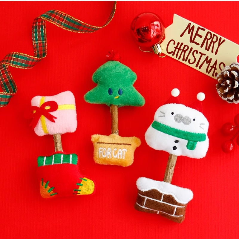 Christmas Matatabi Cat Toy – Catnip Silvervine Chew Toy for Dental Cleaning & Self-Play