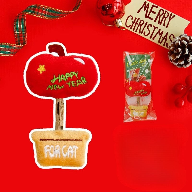 Christmas Matatabi Cat Toy – Catnip Silvervine Chew Toy for Dental Cleaning & Self-Play