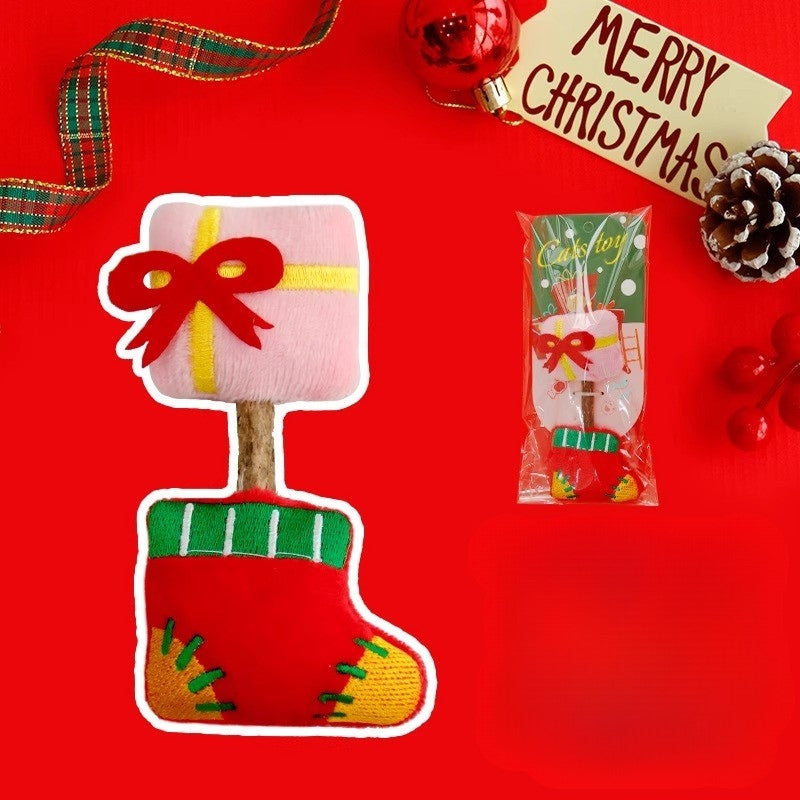 Christmas Matatabi Cat Toy – Catnip Silvervine Chew Toy for Dental Cleaning & Self-Play