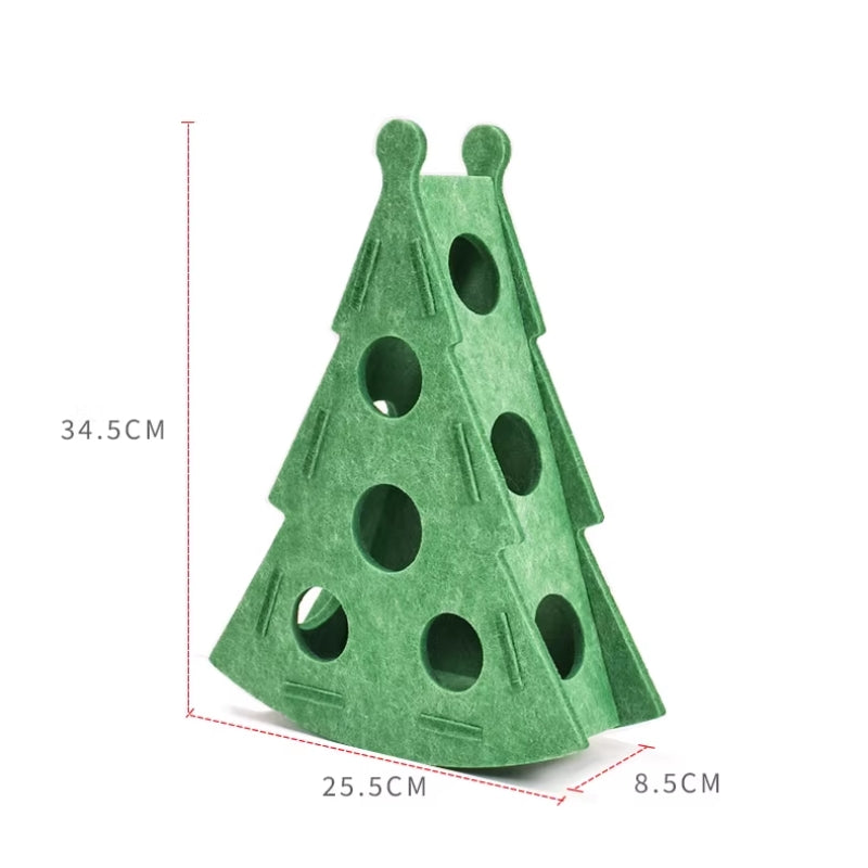 Christmas Tree Foraging Toy Box – Thick Felt Puzzle Play Box for Cats & Small Dogs