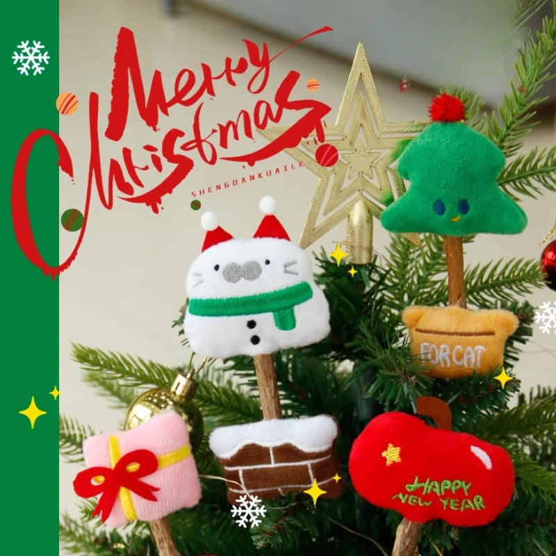 Christmas Matatabi Cat Toy – Catnip Silvervine Chew Toy for Dental Cleaning & Self-Play