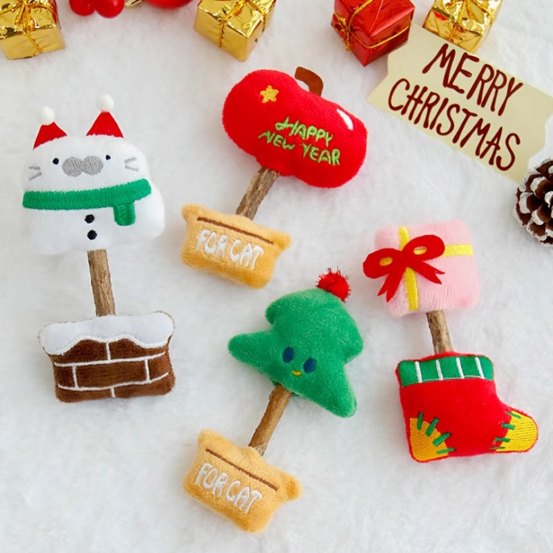 Christmas Matatabi Cat Toy – Catnip Silvervine Chew Toy for Dental Cleaning & Self-Play