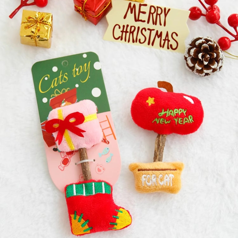 Christmas Matatabi Cat Toy – Catnip Silvervine Chew Toy for Dental Cleaning & Self-Play