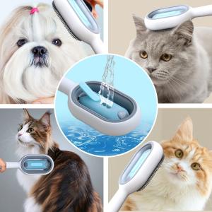 3-in-1 Pet Grooming Tool: Wet Brush with Water Tank, Hair Removal Comb, and Sticky Brush for Cats