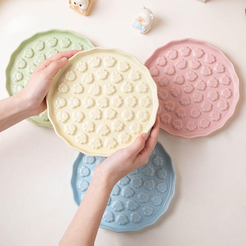 Cat slow food bowl, dog food bowl, licking, slow eating, anti choking tableware, ceramic spill pet, small pet - NoKa&AuroraStone