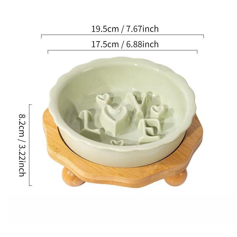 Love Series Ceramic Dog Slow Food Bowl Cat Small Dog Anti-choking Anti-slip Cervical Cute Pet Bowl Slow Food Basin - NoKa&AuroraStone