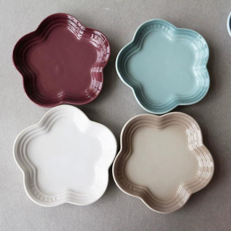 19 color rainbow plum blossom ceramic plate, French flower plate, dining plate, pet gradient - NoKa&AuroraStone