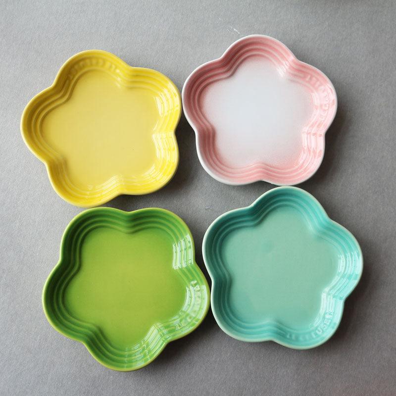 19 color rainbow plum blossom ceramic plate, French flower plate, dining plate, pet gradient - NoKa&AuroraStone