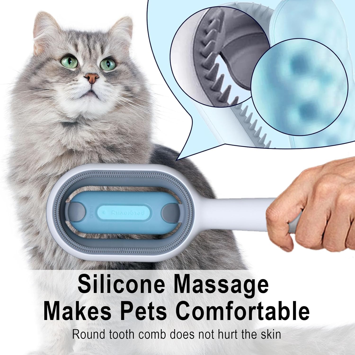 3-in-1 Pet Grooming Tool: Wet Brush with Water Tank, Hair Removal Comb, and Sticky Brush for Cats