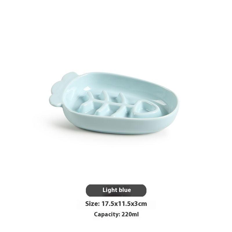 Slow Food Pet Bowl Ceramic Anti-choking Dog Meal Bowl Cat Puppy Drink Bowl Anti-knock Pet Food Plate Shallow Mouth - NoKa&AuroraStone