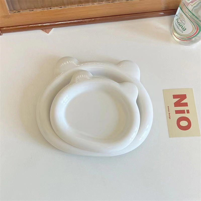 Pure White Ceramic Pet Bowl | Whisker-Friendly Wide Rim Cats & Dogs