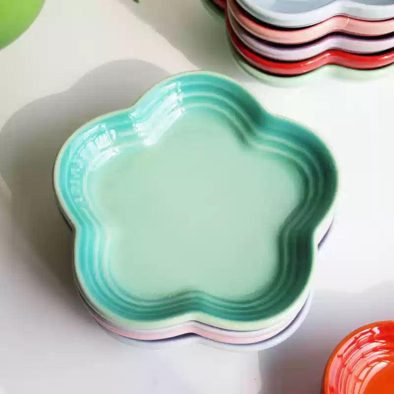 19 color rainbow plum blossom ceramic plate, French flower plate, dining plate, pet gradient - NoKa&AuroraStone