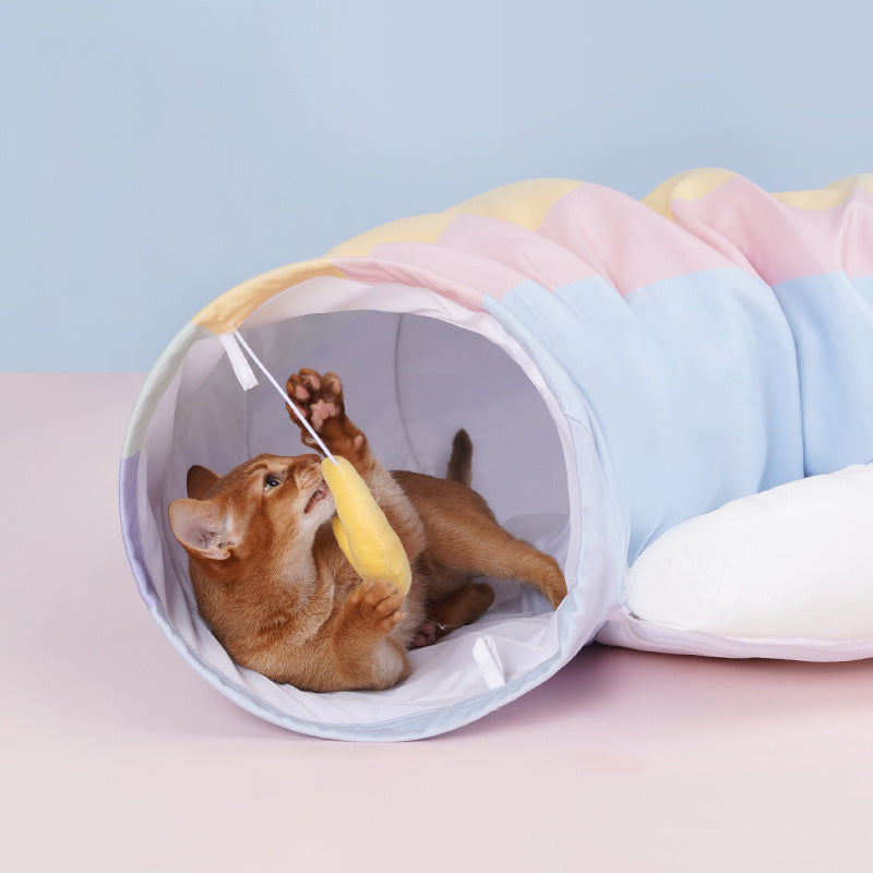 Detachable Rainbow Tunnel Bed for Cats