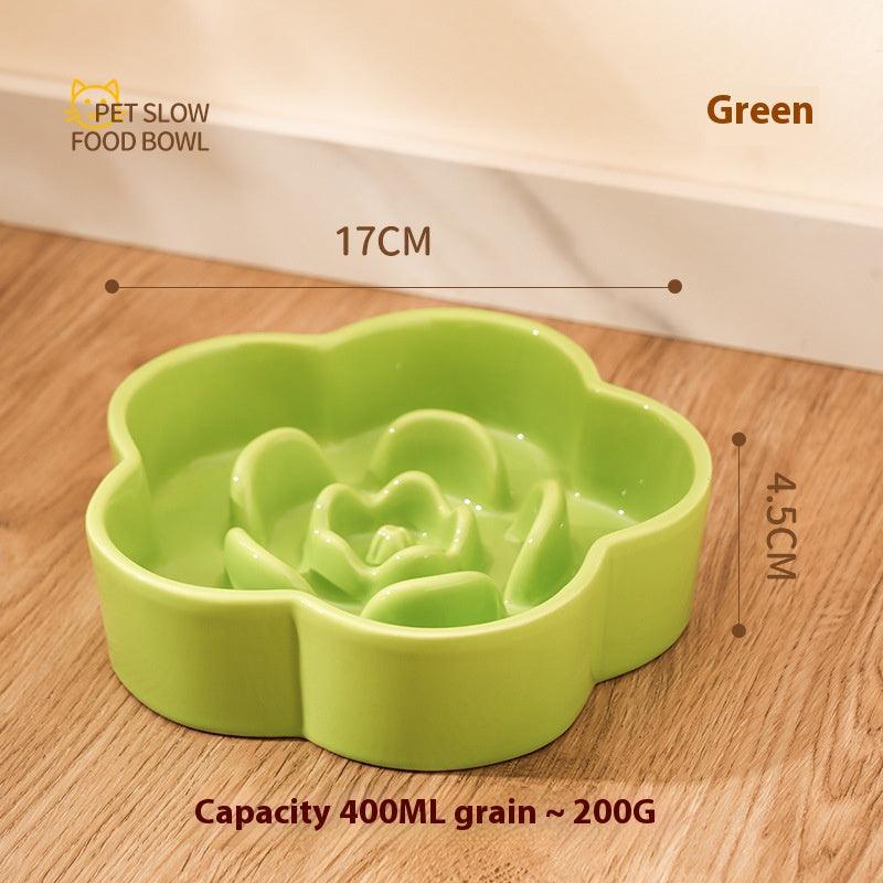 Ceramic Slow Food Bowl anti-choke cat food bowl prevent black chin small dog cat neck protection with wooden frame slow food bowl - NoKa&AuroraStone