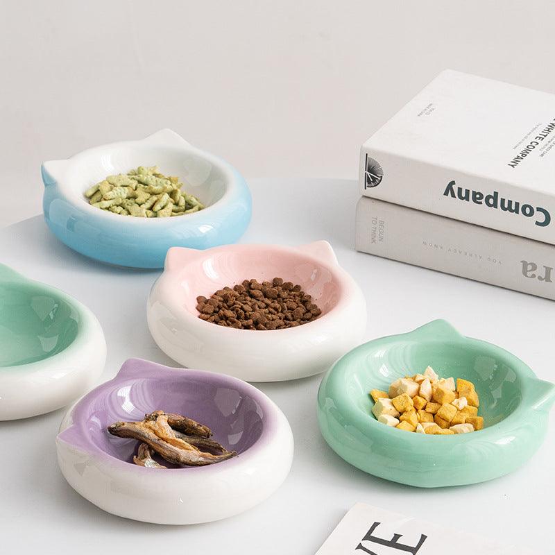 Reading way ceramic cat bowl dinner plate dog food basin anti-knock simple modern Pet Bowl puppy drinking bowl Cat Basin - NoKa&AuroraStone