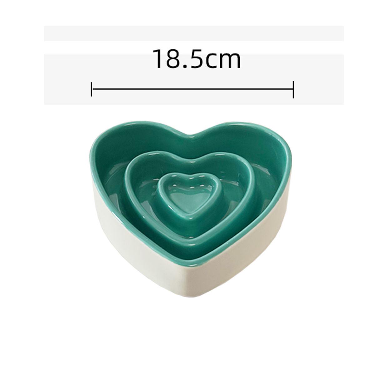 Ceramic heart-shaped slow food bowl, ceramic cat rice bowl, cute dog slow food, anti choking pet bowl - NoKa&AuroraStone