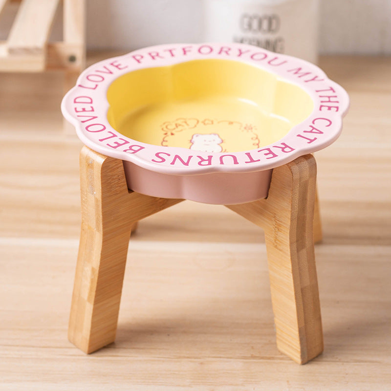 Princess-Style Porcelain Pet Bowl | Lace Edge & Easy-Clean