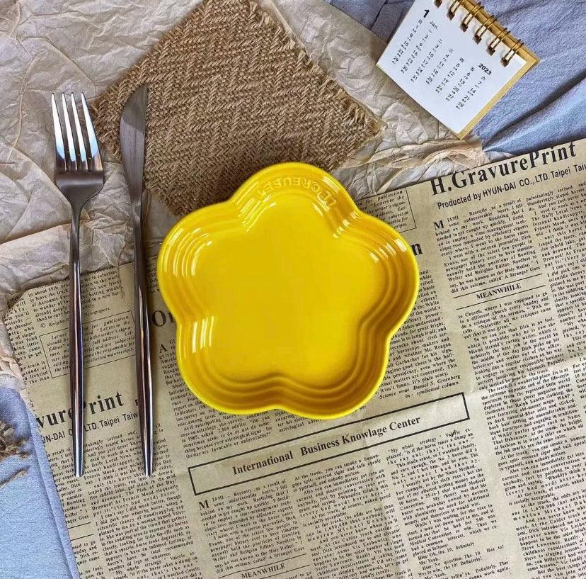 19 color rainbow plum blossom ceramic plate, French flower plate, dining plate, pet gradient - NoKa&AuroraStone