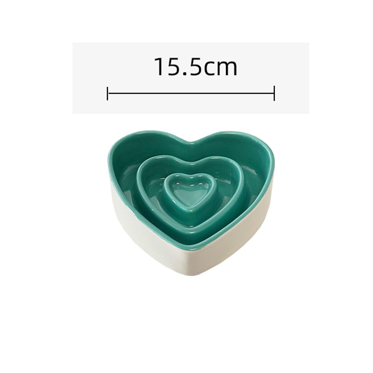 Ceramic heart-shaped slow food bowl, ceramic cat rice bowl, cute dog slow food, anti choking pet bowl - NoKa&AuroraStone